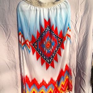 Aztec Native Design Double Slit Long Skirt